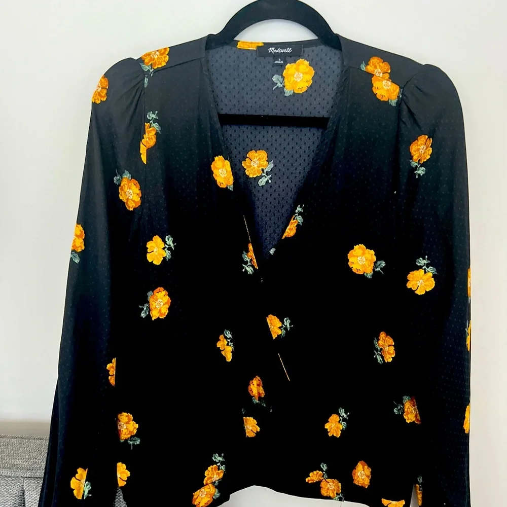 Madewell Silky Floral Wrap Top - Picture 2 of 4